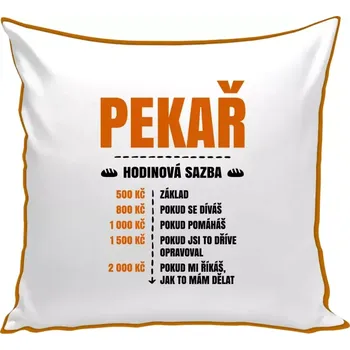 Polštář Polštář barevný 32x32 cm Hodinová sazba - pekař