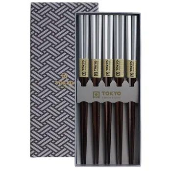Jídelní hůlka Tokyo Design Studio | Dárkové balení hůlek - Platinum - 5 párů