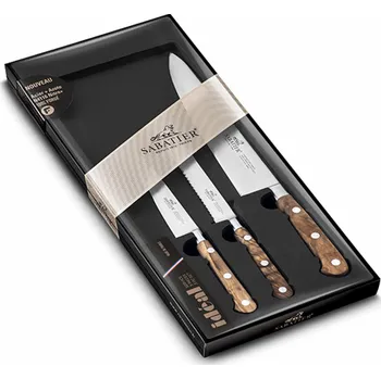 Kuchyňský nůž Sada nožů Lion Sabatier, 893185 Préparer, sada 3 nožů Provencao, nerez nýty, olivová rukojeť, čepele z nerezové oceli