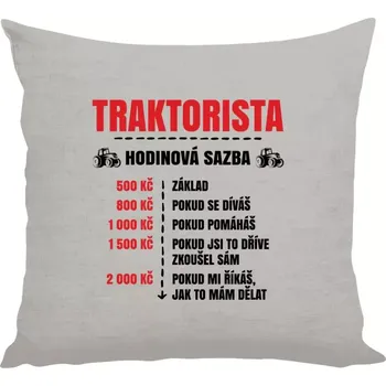 Polštář Polštář lněný 40x40 cm Hodinová sazba - traktorista