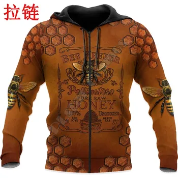 Pánská mikina Unisex mikina Chovatel včel 3D potisk Chovatel včel Velikost: XL, Barva (Varianta): mikina na zip s kapucí