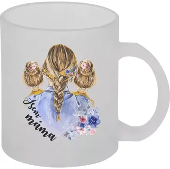 Hrnek 330 ml - skleněný matný Jsem máma - dvě holky