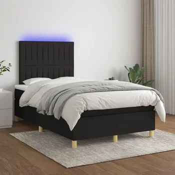 Nábytek vidaXL Box spring postel s matrací a LED 120 x 200 cm textil [3135585] Barva: Černá