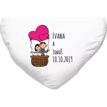 Polštář Polštář srdce 40x35 cm Balón se jmény