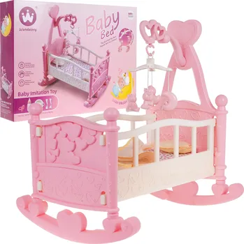 Doplněk pro panenku Wandalong Baby Bed 2v1 růžová/bílá