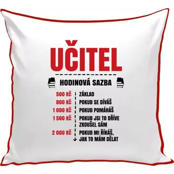 Polštář Polštář barevný 32x32 cm Hodinová sazba - učitel