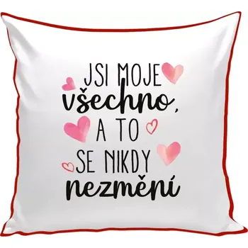 Polštář Polštář barevný 32x32 cm Jsi moje všechno, a to se nikdy nezmění