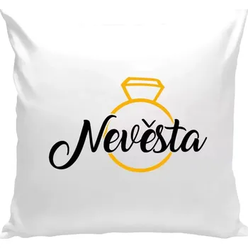 Polštář Polštář bílý 40x40 cm Nevěsta - zlatý prsten