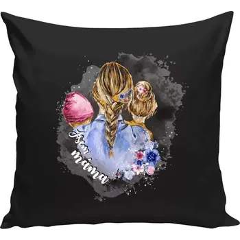 Polštář Polštář černý 40x40 cm Jsem máma - holčička a holka