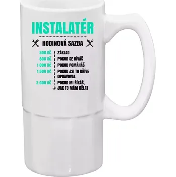 Sklenice Půllitr pro instalatéry - Hodinová sazba - instalatér - 500 ml