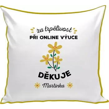 Polštář Polštář barevný 32x32 cm Za trpělivost při online výuce