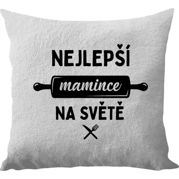 Polštář Polštář bílý 40x40 cm - dlouhý chlup Nejlepší mamince na světě - váleček