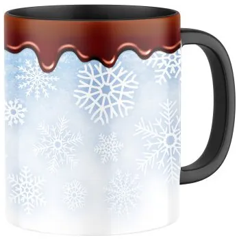 Keramický hrnek s potiskem Sněhové vločky - celopotisk