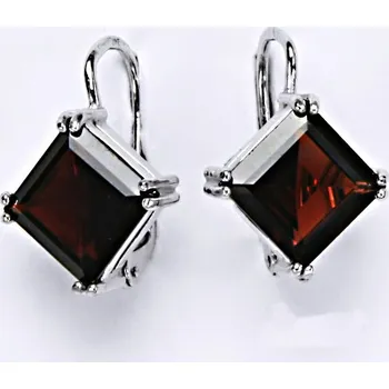 Náušnice Stříbrné náušnice přírodní granát - NK1259 (Stříbrné náušnice s granátem 8x8 mm)