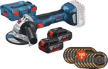 Bosch aku SET úhlová bruska GWS 18V-7, 2x aku 5.0Ah + 100x kotouč