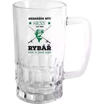 Sklenice Půllitr skleněný Nesnáším být sexy, ale jsem rybář