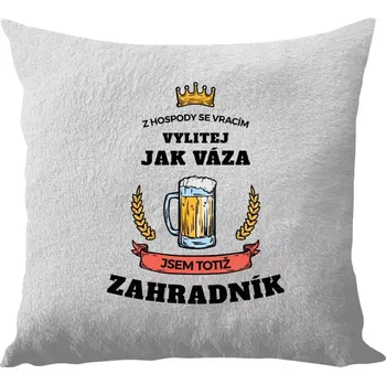 Polštář Polštář bílý 40x40 cm - dlouhý chlup Z hospody se vracím - Zahradník