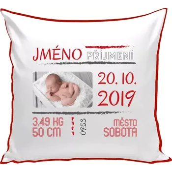 Polštář Polštář barevný 32x32 cm Narození miminka 01