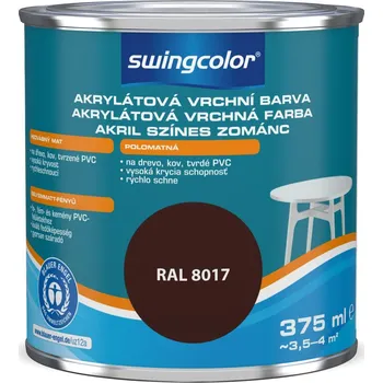 barva a nátěr na dřevo Swingcolor Barevný email, čokoládově hnědý, polomatný, 375 ml&nbsp;6171 T0375 8017