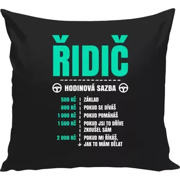 Polštář Polštář černý 40x40 cm Hodinová sazba - řidič