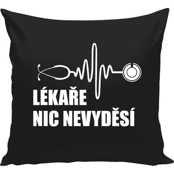 Polštář Polštář černý 40x40 cm Lékaře nic nevyděsí