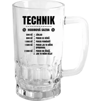 Sklenice Půllitr pro techniky - Hodinová sazba - technik - čirý