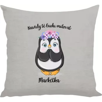 Polštář Polštář lněný 40x40 cm Navždy tě budu milovat