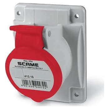 Elektrická zásuvka SCAME OPTIMA Zásuvka vestavná, šikmá - 3P+E, 16A, 6h/380-415 V, 50/60 Hz, IP44/IP54