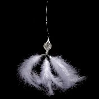 Autronic Dekorace z peří závěsná - barva bílá, baleno 6 ks v polybag. Cena za 1 ks AK6118-WH