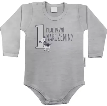 Kojenecký body Dětské body s dlouhým rukávem Moje první narozeniny - zebra