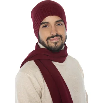 Čepice Duuree.cz Dárkový set Augustin čepice a šála 100% kašmír Barva: Bordó