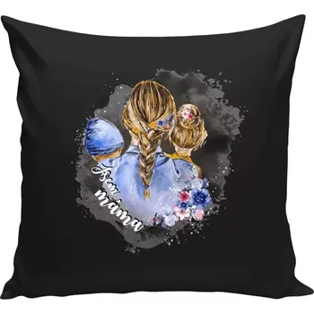 Polštář Polštář černý 40x40 cm Jsem máma - chlapeček a holka