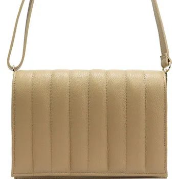 Kabelka Béžová prošívaná kožená crossbody kabelka L31179