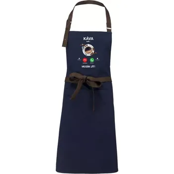 Kuchyňská zástěra Zástěra Kariban Vintage Káva volá... musím jít!