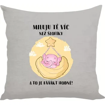 Polštář Polštář lněný 40x40 cm Miluju tě víc než šlofíky
