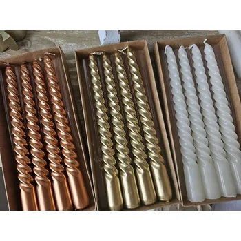 Svíčka daan kromhout Set 4ks měděná metalická kroucená svíčka Twist copper - Ø 1.8 *20cm / 4h