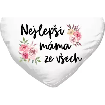 Polštář Polštář srdce 40x35 cm Nejlepší máma ze všech - květiny