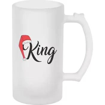 Sklenice Půllitr skleněný matný Vánoční čepice - King