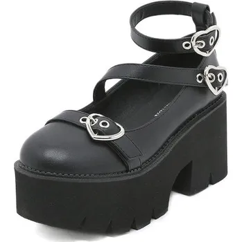 Dámské lodičky Masívne lodičky s opaskami a platformou GoodDayGirl Barva: Černá, Velikost: 43