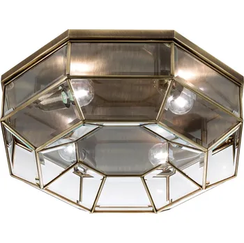 Il Fanale Rilegato, vitrážové stropní svítidlo, fazetové sklo/pálená mosaz, 4x E27 max 30W, průměr 56cm