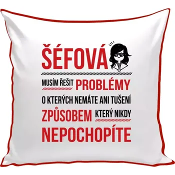 Polštář Polštář barevný 32x32 cm Musím řešit problémy - šéfová