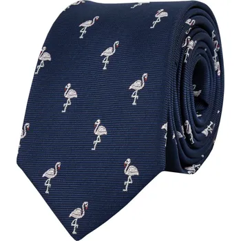 Kravata Bubibubi Tmavomodrá kravata s plameňáky