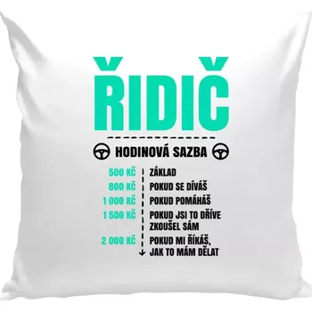 Polštář Polštář pro řidiče - Hodinová sazba - řidič - bílá 40 × 40 cm