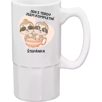 Sklenice Půllitr bílý vysoký Jen s tebou jsem kompletní