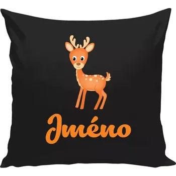 Polštář Polštář černý 40x40 cm Srneček se jménem