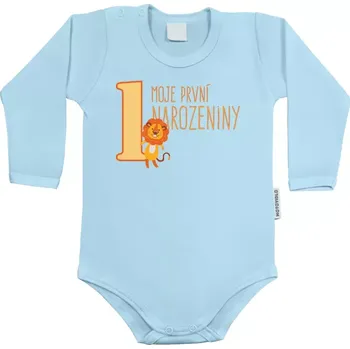 Kojenecký body Dětské body s dlouhým rukávem Moje první narozeniny - lvíček