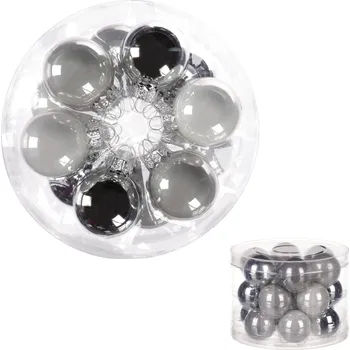 Vánoční dekorace Autronic Ozdoby skleněné, barva šedá, pr.4 cm, cena za 1 balení (18 ks) - VAK119-4
