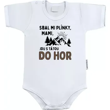 Dětské body s krátkým rukávem Mami sbal mi plínky - hory