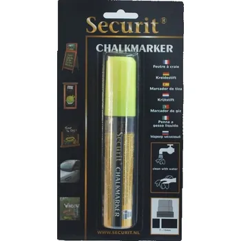 Silný křídový popisovač Securit, šířka hrotu 7-15 mm, žlutý, blistr