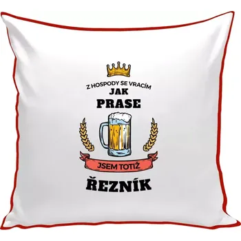 Polštář Polštář barevný 32x32 cm Z hospody se vracím - Řezník